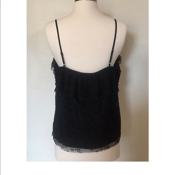 NWT J CREW FIUTTERY LACE CAMI TOP IN BLACK SZ XS - Picture 3 of 9